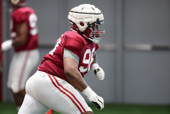 Jamil Burroughs, Alabama football practice - April 3, 2023